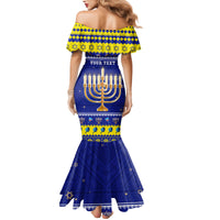 Personalised Polynesia Christmukkah Family Matching Mermaid Dress and Hawaiian Shirt Menorah With Polynesian Tribal Pattern LT05 - Polynesian Pride