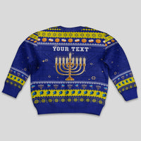 Personalised Polynesia Christmukkah Kid Ugly Christmas Sweater Menorah With Polynesian Tribal Pattern LT05 - Polynesian Pride