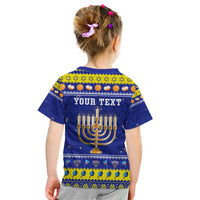 Personalised Polynesia Christmukkah Kid T Shirt Menorah With Polynesian Tribal Pattern LT05 - Polynesian Pride