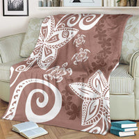 Polynesia Blanket Brown Tribal Turtle Floral Pattern