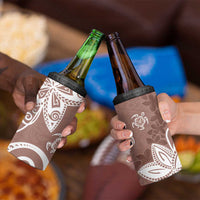 Polynesia 4 in 1 Can Cooler Tumbler Brown Tribal Turtle Floral Pattern