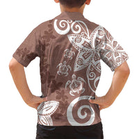 Polynesia Family Matching Tank Maxi Dress and Hawaiian Shirt Brown Tribal Turtle Floral Pattern LT05 - Polynesian Pride