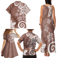 Polynesia Family Matching Tank Maxi Dress and Hawaiian Shirt Brown Tribal Turtle Floral Pattern LT05 - Polynesian Pride
