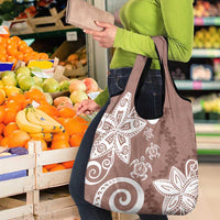 Polynesia Grocery Bag Brown Tribal Turtle Floral Pattern