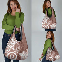Polynesia Grocery Bag Brown Tribal Turtle Floral Pattern