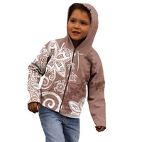 Polynesia Kid Hoodie Brown Tribal Turtle Floral Pattern