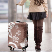 Polynesia Luggage Cover Brown Tribal Turtle Floral Pattern
