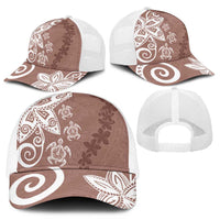Polynesia Mesh Trucker Cap Brown Tribal Turtle Floral Pattern - Polynesian Pride