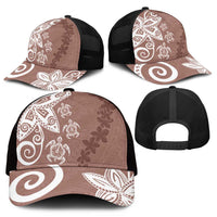Polynesia Mesh Trucker Cap Brown Tribal Turtle Floral Pattern - Polynesian Pride