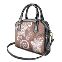 Polynesia Shoulder Handbag Brown Tribal Turtle Floral Pattern