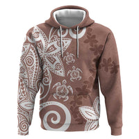 Polynesia Zip Hoodie Brown Tribal Turtle Floral Pattern LT05 Pullover Hoodie Brown - Polynesian Pride