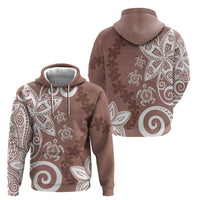 Polynesia Zip Hoodie Brown Tribal Turtle Floral Pattern LT05 - Polynesian Pride