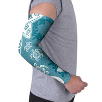 Polynesia Arm Sleeves Hippie Blue Tribal Turtle Floral Pattern - Polynesian Pride