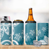 Polynesia 4 in 1 Can Cooler Tumbler Hippie Blue Tribal Turtle Floral Pattern