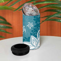 Polynesia 4 in 1 Can Cooler Tumbler Hippie Blue Tribal Turtle Floral Pattern