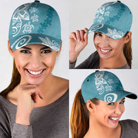 Polynesia Classic Cap Hippie Blue Tribal Turtle Floral Pattern - Polynesian Pride