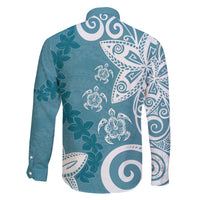 Polynesia Family Matching Tank Maxi Dress and Hawaiian Shirt Hippie Blue Tribal Turtle Floral Pattern