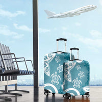 Polynesia Luggage Cover Hippie Blue Tribal Turtle Floral Pattern