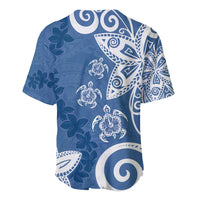 Polynesia Baseball Jersey Blue Tribal Turtle Floral Pattern LT05 - Polynesian Pride