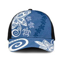 Polynesia Baseball Net Cap Blue Tribal Turtle Floral Pattern - Polynesian Pride