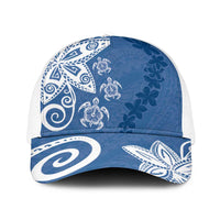 Polynesia Baseball Net Cap Blue Tribal Turtle Floral Pattern - Polynesian Pride