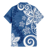Polynesia Family Matching Mermaid Dress and Hawaiian Shirt Blue Tribal Turtle Floral Pattern LT05 - Polynesian Pride
