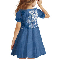 Polynesia Family Matching Off Shoulder Maxi Dress and Hawaiian Shirt Blue Tribal Turtle Floral Pattern LT05 - Polynesian Pride