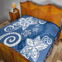Polynesia Quilt Blue Tribal Turtle Floral Pattern