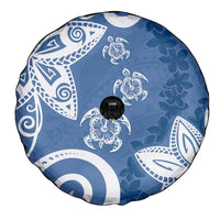Polynesia Spare Tire Cover Blue Tribal Turtle Floral Pattern