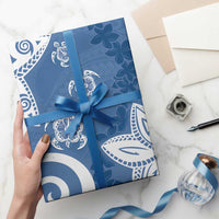 Polynesia Wrapping Paper Blue Tribal Turtle Floral Pattern - Polynesian Pride