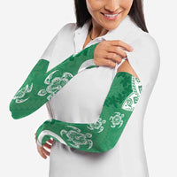 Polynesia Arm Sleeves Green Tribal Turtle Floral Pattern - Polynesian Pride