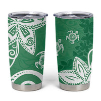 Polynesia Tumbler Cup Green Tribal Turtle Floral Pattern