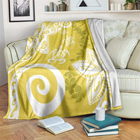 Polynesia Blanket Yellow Tribal Turtle Floral Pattern