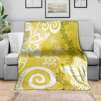 Polynesia Blanket Yellow Tribal Turtle Floral Pattern