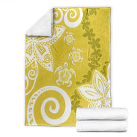 Polynesia Blanket Yellow Tribal Turtle Floral Pattern