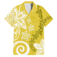 Polynesia Family Matching Tank Maxi Dress and Hawaiian Shirt Yellow Tribal Turtle Floral Pattern LT05 Dad's Shirt - Short Sleeve Yellow - Polynesian Pride
