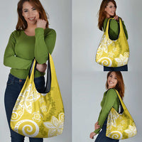 Polynesia Grocery Bag Yellow Tribal Turtle Floral Pattern