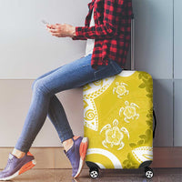 Polynesia Luggage Cover Yellow Tribal Turtle Floral Pattern