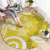 Polynesia Round Carpet Yellow Tribal Turtle Floral Pattern LT05 - Polynesian Pride