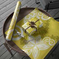 Polynesia Wrapping Paper Yellow Tribal Turtle Floral Pattern - Polynesian Pride