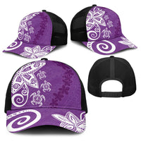 Polynesia Baseball Net Cap Purple Tribal Turtle Floral Pattern LT05 - Polynesian Pride
