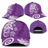 Polynesia Classic Cap Purple Tribal Turtle Floral Pattern LT05 - Polynesian Pride
