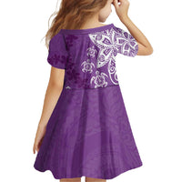 Polynesia Family Matching Short Sleeve Bodycon Dress and Hawaiian Shirt Purple Tribal Turtle Floral Pattern