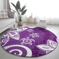 Polynesia Round Carpet Purple Tribal Turtle Floral Pattern LT05 - Polynesian Pride