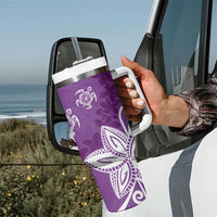 Polynesia Tumbler With Handle Purple Tribal Turtle Floral Pattern LT05 - Polynesian Pride