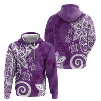 Polynesia Zip Hoodie Purple Tribal Turtle Floral Pattern LT05 - Polynesian Pride