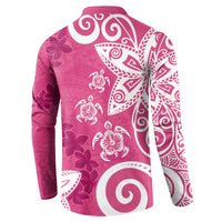 Polynesia Button Sweatshirt Pink Tribal Turtle Floral Pattern LT05 - Polynesian Pride