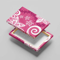 Polynesia Canvas Wall Art Pink Tribal Turtle Floral Pattern