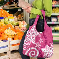 Polynesia Grocery Bag Pink Tribal Turtle Floral Pattern