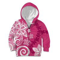 Polynesia Kid Hoodie Pink Tribal Turtle Floral Pattern
